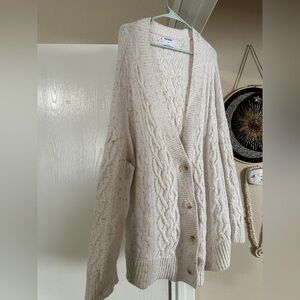 Old Navy Cream Cable Knit Cardigan
